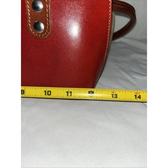 Christian Florence Made In Italy Leather HandBag Red With Brown Handle Dust Bag - Picture 12 of 15